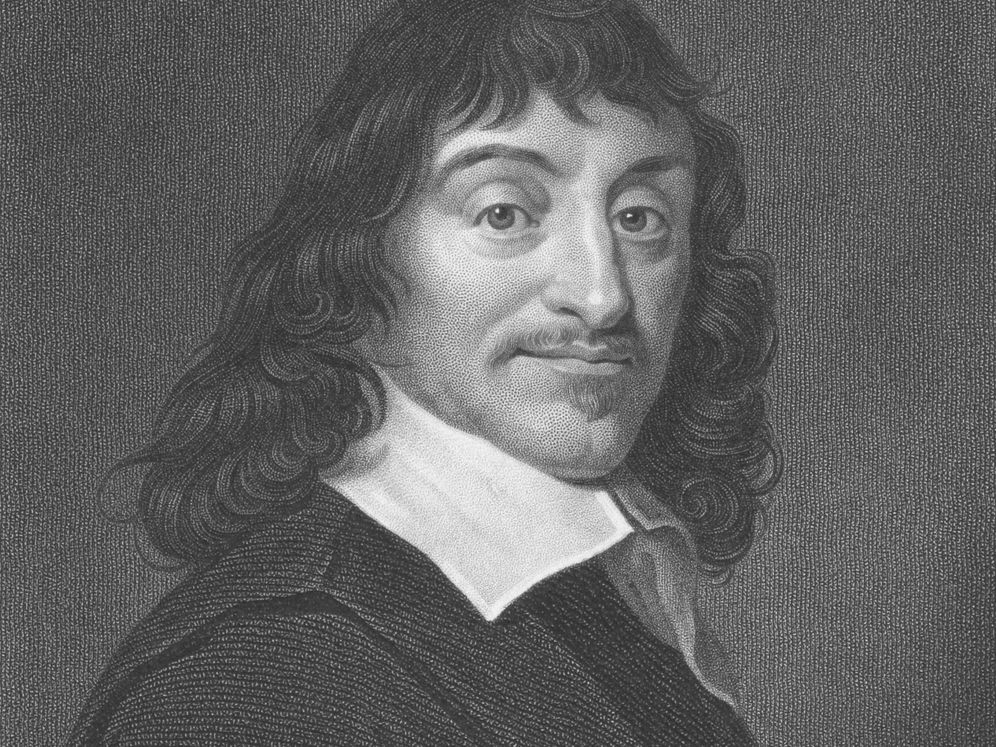Retrato de Descartes (1596-1650). Original acero grabado grabado por L. Batavand. 1835