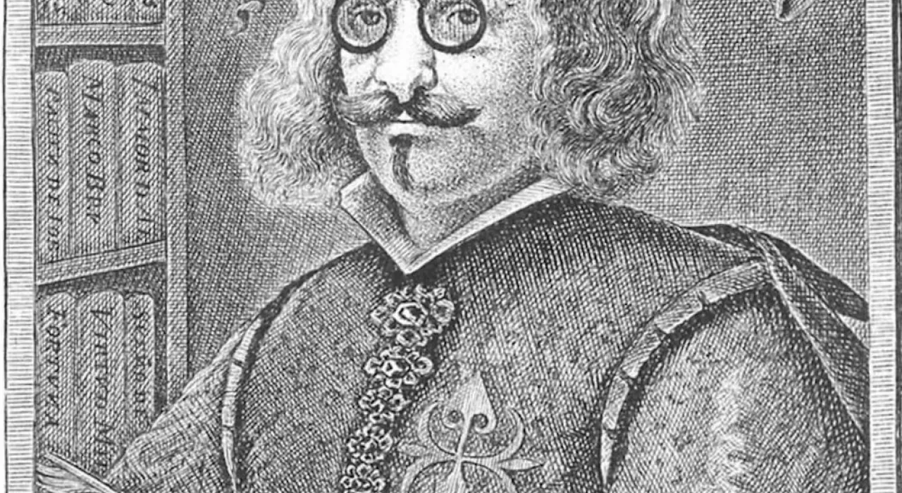 Grabado con la imagen de Quevedo